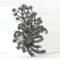 Gunmetal Alloy Rhinestone Floral Brooch For Women’s Coat Decoration view 2