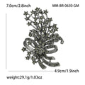 Gunmetal Alloy Rhinestone Floral Brooch For Women’s Coat Decoration view 5