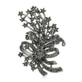 Gunmetal Alloy Rhinestone Floral Brooch For Women’s Coat Decoration view 1