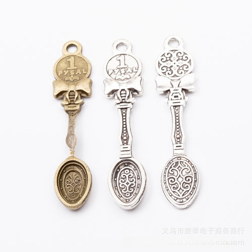 Zinc Alloy Spoon Charm Pendant for DIY Necklace Bracelet Jewelry Making