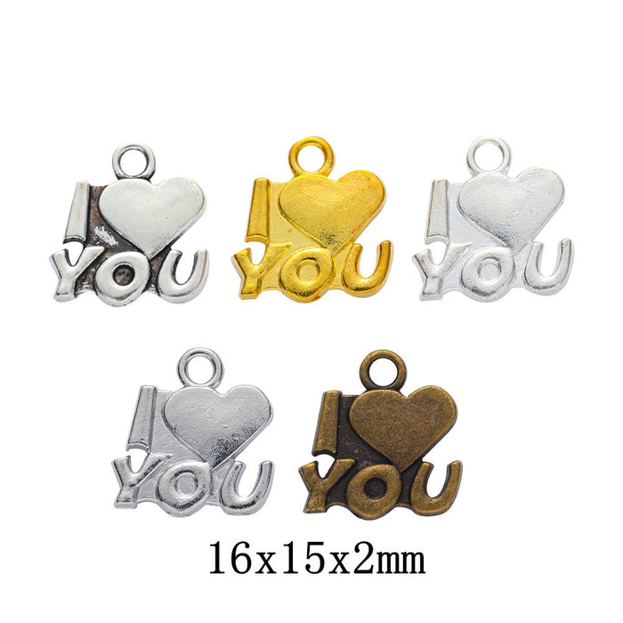 Zinc Alloy I Love You Charm Pendant for DIY Necklace Bracelet Jewelry Making