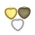 25mm Zinc Alloy Heart Bezel Charm Pendant for DIY Necklace Bracelet Jewelry Making view 5