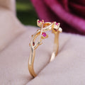 Sweet Korean Style Leaf Zircon Ring, Simple Branch Design Women's Index Finger Jewelry view 1