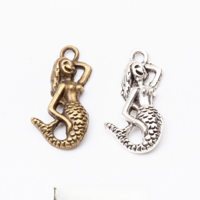 Zinc Alloy Mermaid Charm Pendant No.369631 for DIY Necklace Bracelet Jewelry Making