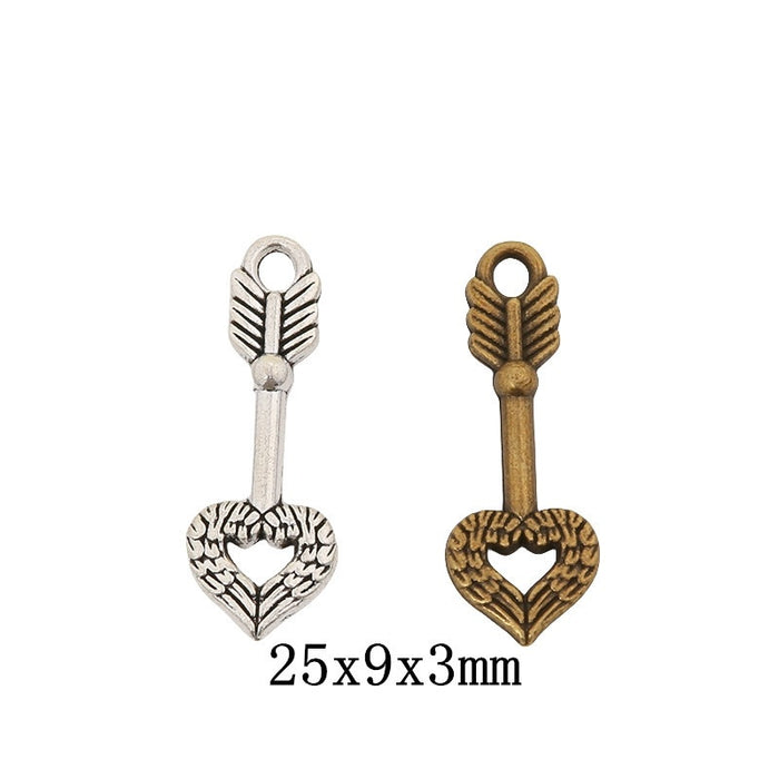 Zinc Alloy Heart Arrow Charm Pendant for DIY Necklace Bracelet Jewelry Making