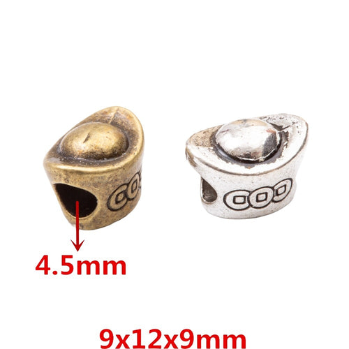 Vintage Alloy Gold Ingot Large Hole Beads For DIY European Bracelets And Necklace Jewelry Making