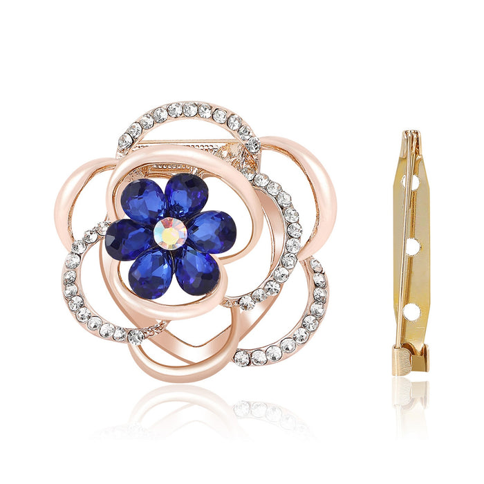 Colorful Glass Flower Brooch Scarf Clip For Clothing Fastening