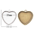 25mm Zinc Alloy Heart Charm Pendant for DIY Necklace Bracelet Jewelry Making view 1