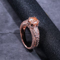 Luxury Rose Gold Zircon Solitaire Band Ring For Women, Proposal And Engagement Jewelry view 4