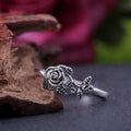Vintage Silver Rose Flower Ring, European American Antique Silver Plated Engagement Finger Jewelry view 4