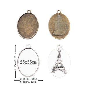 25x35mm Zinc Alloy Oval Bezel Setting Charm Pendant for DIY Necklace Bracelet Jewelry Making