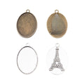 25x35mm Zinc Alloy Oval Bezel Setting Charm Pendant for DIY Necklace Bracelet Jewelry Making view 4