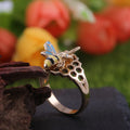 Creative Honeycomb Bee Hollow Ring, Geometric Insect Finger Ring Jewelry For view 3