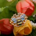 Creative Honeycomb Bee Hollow Ring, Geometric Insect Finger Ring Jewelry For view 2