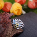Creative Honeycomb Bee Hollow Ring, Geometric Insect Finger Ring Jewelry For view 6