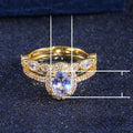 European Style Gold Plated Copper Cubic Zirconia Wedding Couple Rings Romantic Diamond Look view 5