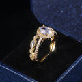 European Style Gold Plated Copper Cubic Zirconia Wedding Couple Rings Romantic Diamond Look view 2