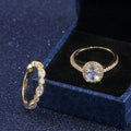 European Style Gold Plated Copper Cubic Zirconia Wedding Couple Rings Romantic Diamond Look view 4