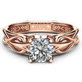 Rose Gold Flower Couple Ring Set With Zircon Stones, Women's Fashion Engagement Jewelry view 2