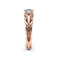 Rose Gold Flower Couple Ring Set With Zircon Stones, Women's Fashion Engagement Jewelry view 3