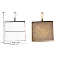 25mm Zinc Alloy Square Bezel Tray Charm Pendant for DIY Necklace Bracelet Jewelry Making view 1