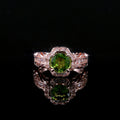 Rose Gold Plated Copper Flower Ring With Green Zircon, Women's Fashion Jewelry view 3