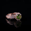 Rose Gold Plated Copper Flower Ring With Green Zircon, Women's Fashion Jewelry view 4