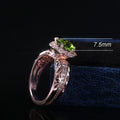 Rose Gold Plated Copper Flower Ring With Green Zircon, Women's Fashion Jewelry view 5