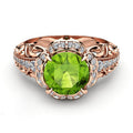 Rose Gold Plated Copper Flower Ring With Green Zircon, Women's Fashion Jewelry view 6