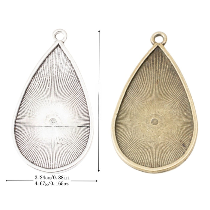 20x35mm Zinc Alloy Teardrop Cabochon Tray Charm Pendant for DIY Necklace Bracelet Jewelry Making