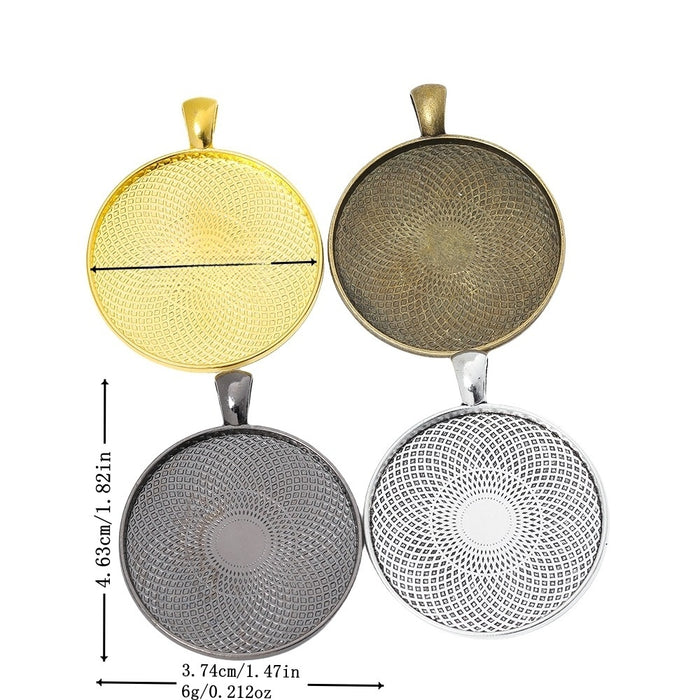35mm Zinc Alloy Round Setting Charm Pendant for DIY Necklace Bracelet Jewelry Making
