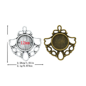 12mm Zinc Alloy Round Bezel Charm Pendant No.303041 for DIY Necklace Bracelet Jewelry Making