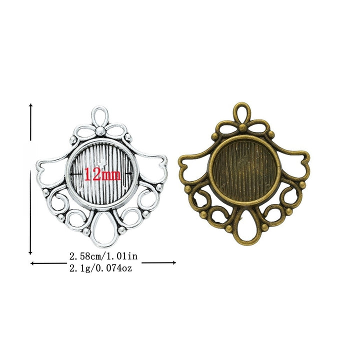 12mm Zinc Alloy Round Bezel Charm Pendant No.303041 for DIY Necklace Bracelet Jewelry Making