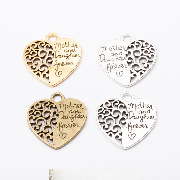 Zinc Alloy Couple Heart Charm Pendant No.879335 for DIY Necklace Bracelet Jewelry Making