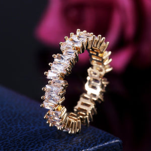 European Fashion Irregular Vertical Bar Couple Zircon Ring, Trendy Gift Jewelry