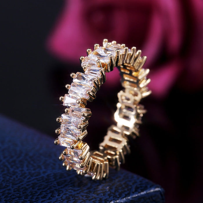 European Fashion Irregular Vertical Bar Couple Zircon Ring, Trendy Gift Jewelry