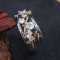 Two Tone Women's Ring With Irregular Mixed Size Rhinestones, European Style Fashion Jewelry view 4