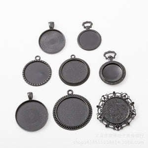 Gold Zinc Alloy Round Bezel Charm Pendant for DIY Necklace Bracelet Jewelry Making