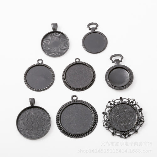 Gold Zinc Alloy Round Bezel Charm Pendant for DIY Necklace Bracelet Jewelry Making