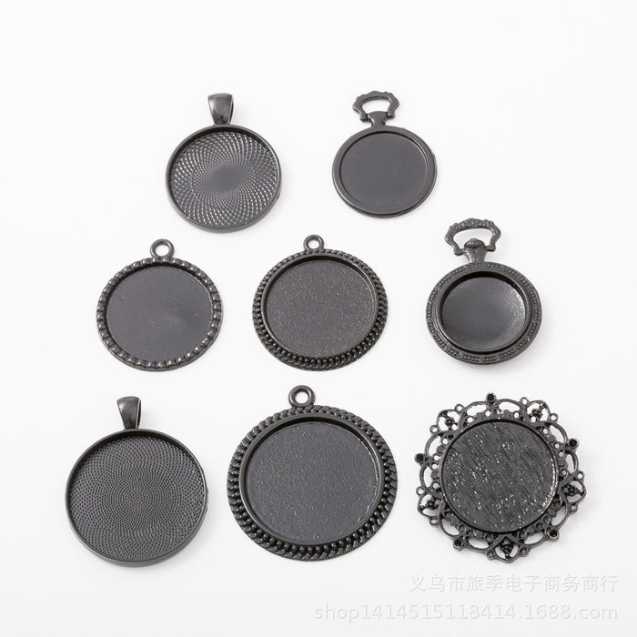 Gold Zinc Alloy Round Bezel Charm Pendant for DIY Necklace Bracelet Jewelry Making