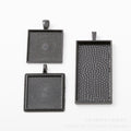 Gold Zinc Alloy Square Bezel Charm Pendant for DIY Necklace Bracelet Jewelry Making view 1