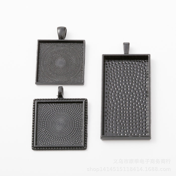 Gold Zinc Alloy Square Bezel Charm Pendant for DIY Necklace Bracelet Jewelry Making
