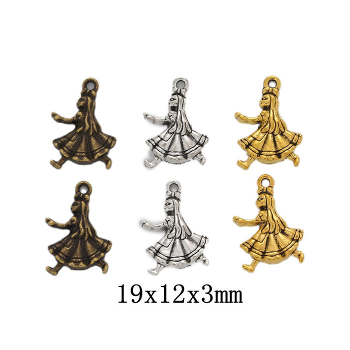 DIY Vintage Zinc Alloy Girl Charm Pendant For Bracelet Necklace Jewelry Accessories