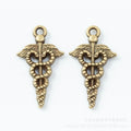 Zinc Alloy Caduceus Charm Pendant for DIY Necklace Bracelet Jewelry Making view 2
