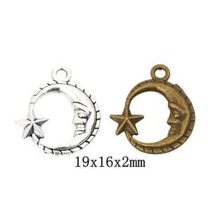 Zinc Alloy Moon Star Charm Pendant No.511003 for DIY Necklace Bracelet Jewelry Making