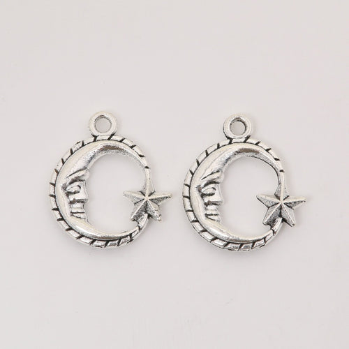 Zinc Alloy Moon Star Charm Pendant No.511003 for DIY Necklace Bracelet Jewelry Making