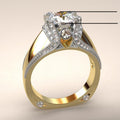 14K Gold Color Full Zircon Crown Ring Creative Two Tone Engagement Band For Women view 5