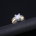 14K Gold Color Full Zircon Crown Ring Creative Two Tone Engagement Band For Women view 3