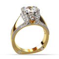 14K Gold Color Full Zircon Crown Ring Creative Two Tone Engagement Band For Women view 6