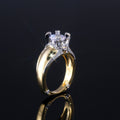 14K Gold Color Full Zircon Crown Ring Creative Two Tone Engagement Band For Women view 2